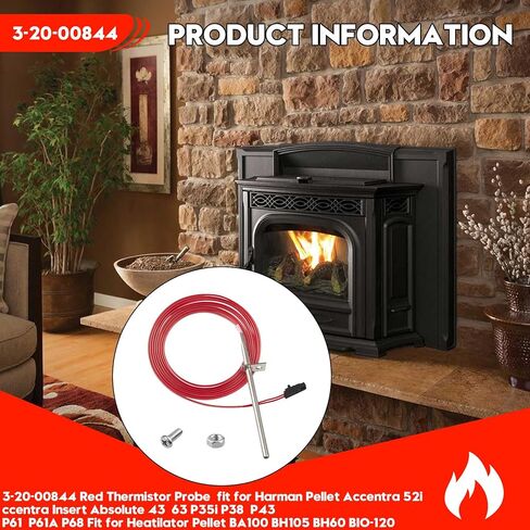 3-20-00844 مسبار الثرمستور ESP الأحمر يناسب موقد Harman Pellet Accentra 52i، إدراج Accentra، مطلق 43 63، P35i، P38، P43، P61، P61A، P68، PC45، XXV، لجهاز التسخين BA100، BH105، BH60، BIO-120 in Kuwait