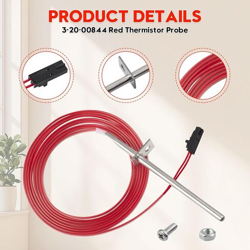 3-20-00844 مسبار الثرمستور ESP الأحمر يناسب موقد Harman Pellet Accentra 52i، إدراج Accentra، مطلق 43 63، P35i، P38، P43، P61، P61A، P68، PC45، XXV، لجهاز التسخين BA100، BH105، BH60، BIO-120 in Kuwait