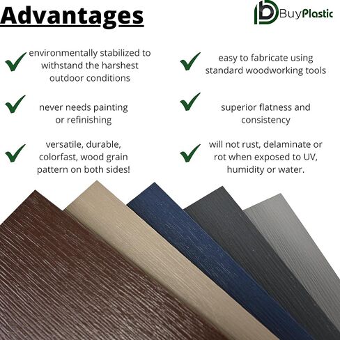 BuyPlastic King Starboard WG Sheet - Slate Gray, 1/2" x 12" x 24" - HDPE Wood Grain Plastic Board Panel for Outdoor Furniture Cabinets & More in Saudi Arabia