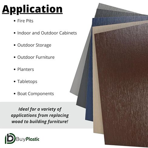 BuyPlastic King Starboard WG Sheet - Slate Gray, 1/2" x 12" x 24" - HDPE Wood Grain Plastic Board Panel for Outdoor Furniture Cabinets & More in Saudi Arabia