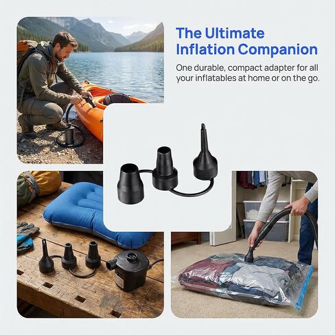 فوهات بديلة لمضخة الهواء، 3 أحجام فوهات مضخة قابلة للنفخ، ملحقات محول منفاخ مضخة الهواء للسرير الهوائي الجزئي، إلخ، بلاستيك قطعتين in Kuwait
