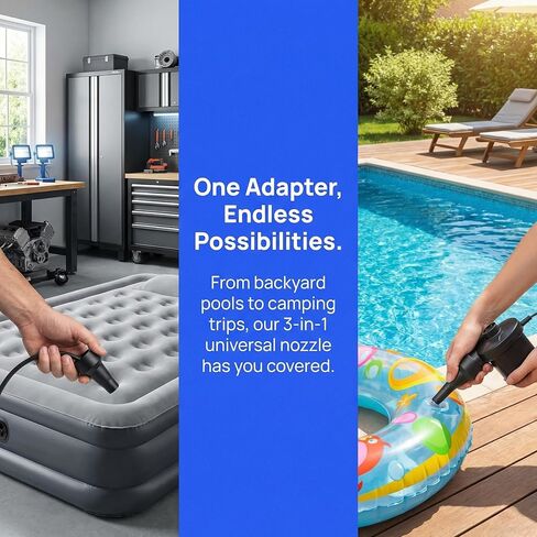 فوهات بديلة لمضخة الهواء، 3 أحجام فوهات مضخة قابلة للنفخ، ملحقات محول منفاخ مضخة الهواء للسرير الهوائي الجزئي، إلخ، بلاستيك قطعتين in Kuwait