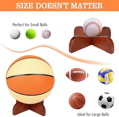 2-Pack Wooden Ball Display Stand - Solid Wood Sports Ball Holder for Football, Basketball, Rugby, Soccer, Volleyball Memorabilia - Premium Ball Display Case Base in Saudi Arabia
