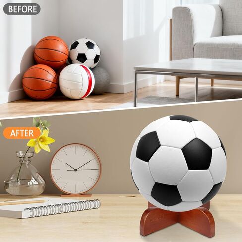 2-Pack Wooden Ball Display Stand - Solid Wood Sports Ball Holder for Football, Basketball, Rugby, Soccer, Volleyball Memorabilia - Premium Ball Display Case Base in Saudi Arabia