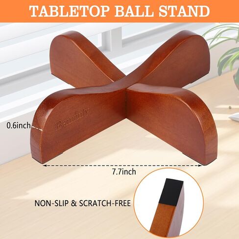 2-Pack Wooden Ball Display Stand - Solid Wood Sports Ball Holder for Football, Basketball, Rugby, Soccer, Volleyball Memorabilia - Premium Ball Display Case Base in Saudi Arabia
