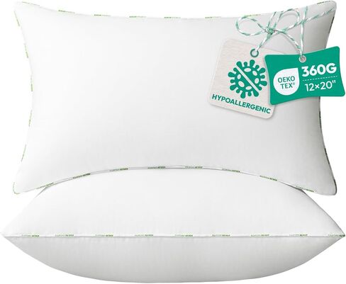 حشوات وسائد (عبوة من 4 قطع، 30.48 × 50.8 سم، بيضاء) - وسادة قطنية من الألياف البكر بنسبة 100% مضادة للحساسية على شكل وسائد من الألياف الدقيقة للسرير ووسائد الأريكة | وسادة زخرفية داخلية in Kuwait