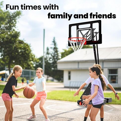 AWII SPORT كرة السلة هوب ارتفاع قابل للتعديل 5.5-10FT، نظام أهداف كرة السلة المحمول مع لوحة خلفية مقاومة للكسر للأطفال الشباب الذين يلعبون في الفناء الخلفي/المحاكم/في الهواء الطلق in Kuwait