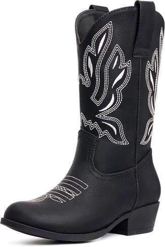 vodvob Kids Western Cowgirl Boots for Girls Pointed Toe Glitter Western Cowboy Boots Mid Calf Riding Shoes Little Kid/Big Kid in Saudi Arabia
