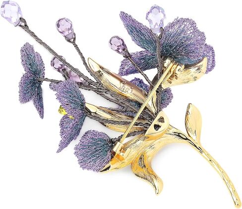 بروش زهور Forget me not مصنوع يدويًا بخيوط ذهبية مطرزة وورقة المينا بالتنقيط يدويًا، دبابيس بروش نباتية متدرجة للنساء، إنها ذات طراز مجاني فقط من أجلك [سلسلة Bencao Gangmu] مجوهرات نباتية عتيقة (C) in Kuwait