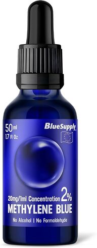 Methylene Blue 2% - 1.7 fl oz, Third-Party Tested & Certified, Ultra High Purity, 50 ml Glass Bottle with Dropper, Made in EU by Blue Supply in Saudi Arabia