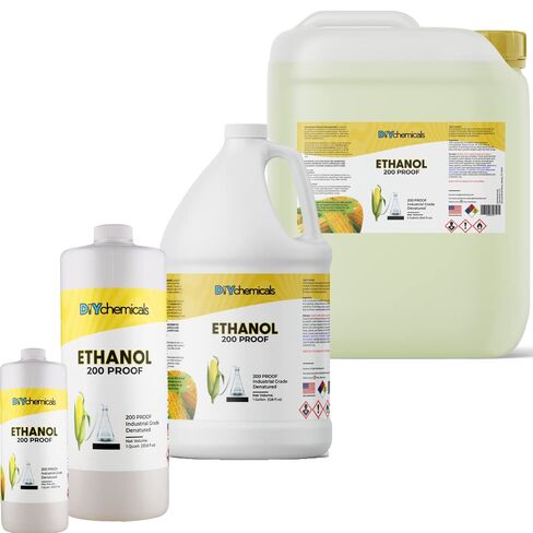 DIYChemicals 200 إيثانول مقاوم - كحول إيثانول مشوه - كحول إيثيلي من الدرجة المختبرية - إيثانول عالي النقاء مشوه مع هيبتان - صنع في الولايات المتحدة الأمريكية - جالون (128 أونصة سائلة) in Kuwait
