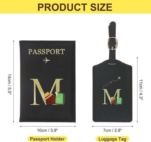 uxcell Passport Holder for Travel, Leather Passport Cover Book Holder Initial Luggage Tag Set Travel Essentials Suitcase Cover Wallet Case for Women Men Family, Personalized Pink K in Saudi Arabia