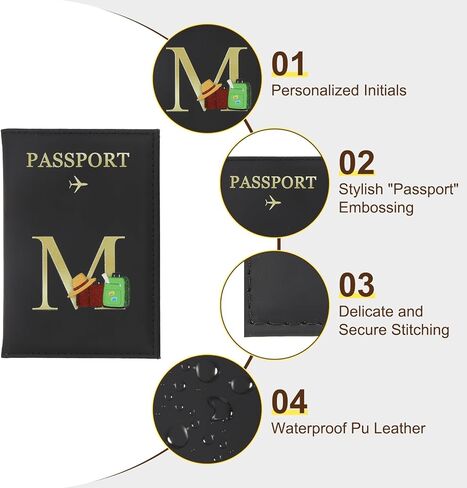 uxcell Passport Holder for Travel, Leather Passport Cover Book Holder Initial Luggage Tag Set Travel Essentials Suitcase Cover Wallet Case for Women Men Family, Personalized Pink K in Saudi Arabia