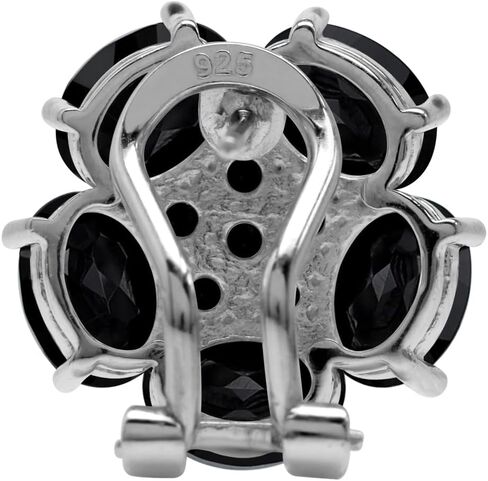 Silvershake Natural Gemstone White Gold Plated 925 Sterling Silver Flower Cluster Omega Clip Post Earrings Jewelry for Women in Saudi Arabia