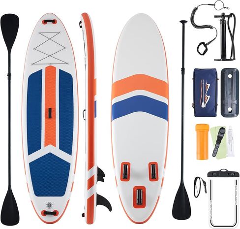 لوح مجداف قابل للنفخ بطول 10.5 بوصات مع ملحقات لوح مجداف SUP ممتازة، مجداف 2 في 1 بتصميم ثابت واسع لجميع مستويات المهارة، سطح مريح مانع للانزلاق للشباب والكبار in Kuwait