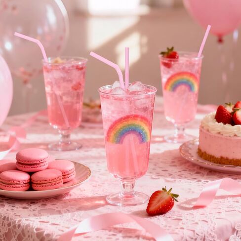 [100 قطعة] شفاطات شرب بلاستيكية للاستعمال مرة واحدة باللون الوردي - شفاطات منحنية لطيفة بطول 8.26 بوصة وعرض 0.24 بوصة لحفلات أعياد الميلاد الوردية، وحفلات العزوبية، وحفلات الزفاف، وحفلات استقبال المولود الجديد، وكشف الجنس in Kuwait