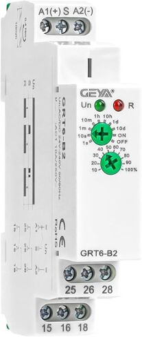 GEYA 1 مخرج 10 أمبير تأخير على وظيفة واحدة مرحل زمني إلكتروني قابل للتعديل طاقة على مؤقت تأخير مرحل السكك الحديدية، حامل السكك الحديدية DIN (GRT6-A1، AC/DC24V-240V) in Kuwait