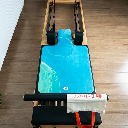 سجادة إيكو مي بيلاتيس ريفورمر - قبضة غير قابلة للانزلاق - غطاء سميك للغاية ماص للعرق، محمول مع حقيبة لصالة الألعاب الرياضية، يناسب الجسم المتوازن، ميريثيو (المد الهامس) in Kuwait