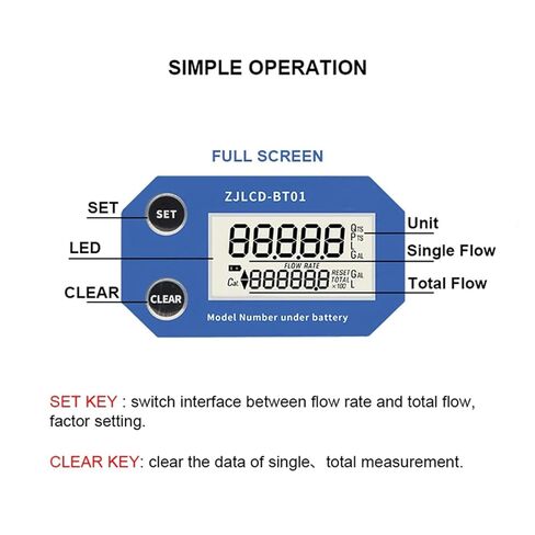1 بوصة 1-1/2 بوصة 2 بوصة 2-1/2 بوصة 3 بوصة مقياس تدفق التوربينات مع شاشة LCD رقمية أنبوب PVC مقياس تدفق المياه السائل لأداة ري حديقة المزرعة، تكرار منخفض، حساسية عالية (2 بوصة، بدون كابل) in Kuwait
