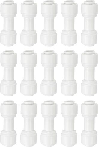 PATIKIL Water Purifier Straight Union Connector 1/4" OD to 1/4" OD, 15 Pcs Quick Push to Connect Tube Fittings for RO/DI Reverse Osmosis Water Filter Purifier Plumbing System, White in Saudi Arabia