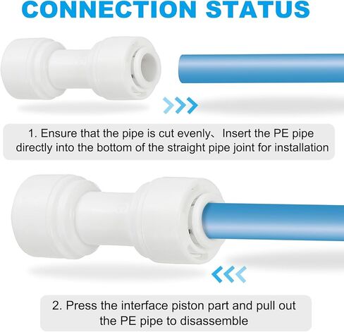 PATIKIL Water Purifier Straight Union Connector 1/4" OD to 1/4" OD, 15 Pcs Quick Push to Connect Tube Fittings for RO/DI Reverse Osmosis Water Filter Purifier Plumbing System, White in Saudi Arabia
