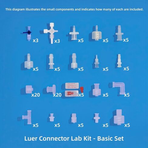 مجموعة موصلات مختبرية متوافقة مع Luer مكونة من 126 قطعة من Hynec - محولات متعددة الأنواع وأطراف الخراطيم والأغطية والمقابس والتجهيزات الملولبة (G1/8، M6) للتعامل مع السوائل والمشروعات الهندسية واستخدام الأبحاث in Saudi Arabia