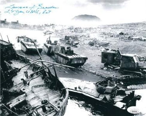 Athlon Sports CTBL-023558 8 x 10 in. Lt. Gen. Lawrence Snowden Signed WWII Iwo Jima USMC Commander Vintage Black & White Photo - JSA Hologram No. DD90908 in Saudi Arabia