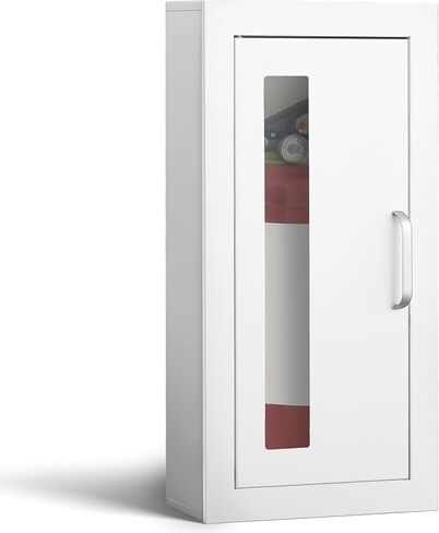 Zonon 1 Pcs 10lb Fire Extinguisher Cabinet Wall & Surface Mount 27 3/8 H x 13 7/8 W x 7 1/4 D 22 Gauge Steel White Fire Extinguisher Box Case Extinguishers Holder with Handle for Indoor Outdoor in Saudi Arabia