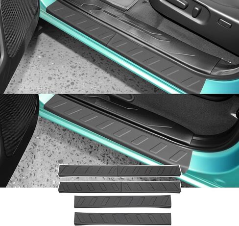 واقيات عتبة الباب لسيارة Jeep Wrangler JL 2018-2024/Jeep Gladiator JT 2020-2023 4 أبواب، 4 قطع طقم مطاطي لحماية دخول باب السيارة، ملحقات غطاء لوحة دخول السيارات in Kuwait