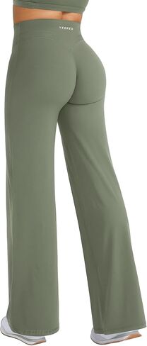 YEOREO Straight Leg Workout Leggings Hidden Scrunch High Waist Gym Pants No Front Seam Wide Leg Yoga Pants in Saudi Arabia
