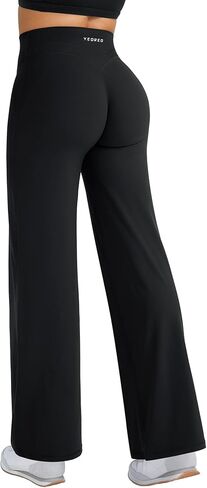 YEOREO Straight Leg Workout Leggings Hidden Scrunch High Waist Gym Pants No Front Seam Wide Leg Yoga Pants in Saudi Arabia