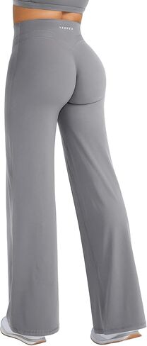 YEOREO Straight Leg Workout Leggings Hidden Scrunch High Waist Gym Pants No Front Seam Wide Leg Yoga Pants in Saudi Arabia