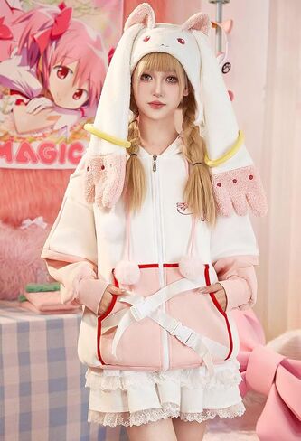 Micotaku Plush Hat Puella Magi Madoka Magica Kyubey Adorable Cosplay Accessory Pink and White in Saudi Arabia