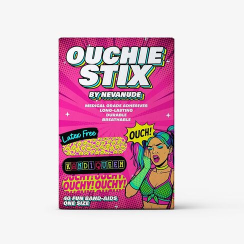 ضمادات Neva Nude Plur Vibes Ouchie Stix 40 عبوة - لاصقات إسعافات أولية مقاومة للماء ولا تسبب الحساسية وخالية من اللاتكس مع تصميمات مهرجانية ممتعة in Saudi Arabia