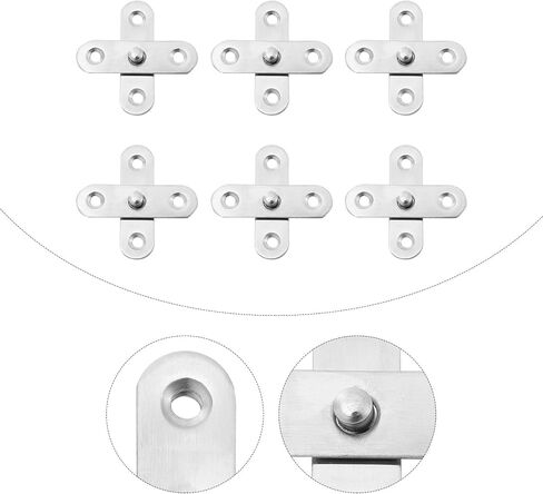 6pcs Stainless Steel Hidden Pivot Rotation Hinges with Small Base, Adjustable Door and Window Revolving Hardware for Home and Industrial Use in Kuwait