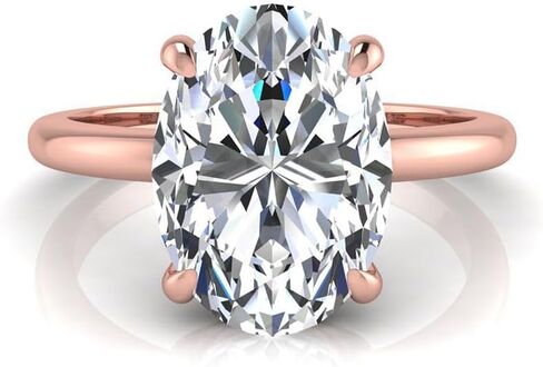 خاتم خطوبة ألماس مقطوع بشكل بيضاوي من الذهب عيار 14 قيراط 2 قيراط من سوليتير معتمد من IGI (2 قيراط، E-VS1) in Kuwait