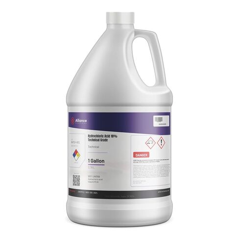Alliance Chemical - حمض الهيدروكلوريك 10% درجة تقنية - 1 كوارت - تعديل درجة الحموضة، تخليل المعادن، حفر الخرسانة (HCl) | كاس 7647-01-0 in Kuwait