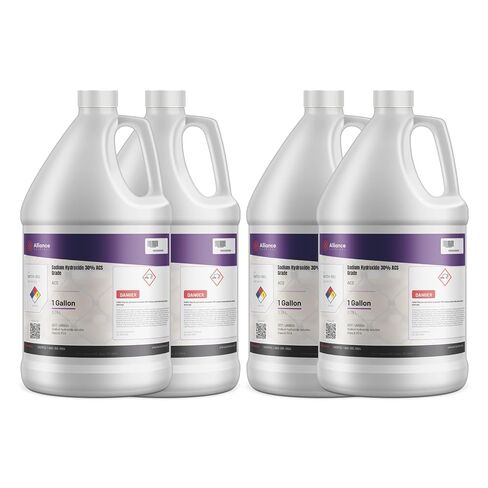 Alliance Chemical - Sodium Hydroxide 30% ACS Grade - 1 Gallon - Drain Cleaning, Soap Making, Ph Adjustment (NaOH) | CAS 1310-73-2 in Saudi Arabia