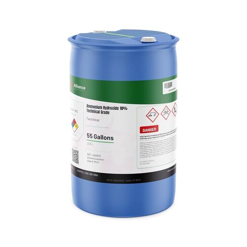 Alliance Chemical - هيدروكسيد الأمونيوم 10% درجة تقنية - 1 جالون - تنظيف للأغراض العامة، معالجة الأسطح المعدنية، تعديل درجة الحموضة (NH4OH) | كاس 1336-21-6 in Kuwait