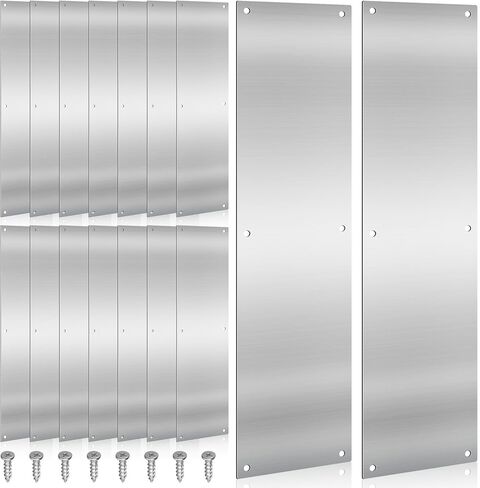 16"x4" Metal Door Push Plate, 4 Pcs Door Kick Plates Stainless Steel with Screws for Interior Exterior Anti Scratch Protection Accessories (4 Pcs) in Saudi Arabia