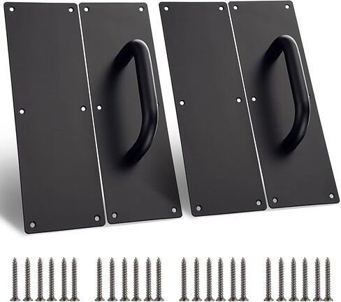 Sumnacon 2 Sets 12 Inch Stainess Steel Door Handles - Sturdy Door Pull Push Plates with Screws,Solid Pull Push Handles for Home Office Public, Black in Saudi Arabia