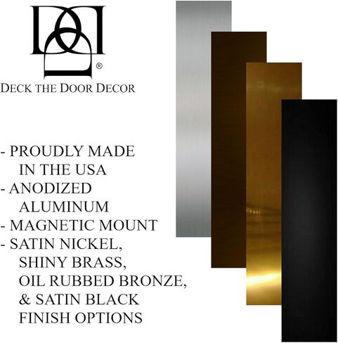Deck the Door Decor | Door Push Plate - Magnetic Mount (for Steel Doors) - Multiple Sizes & Finishes (Satin Nickel, 4 x 16) in Saudi Arabia