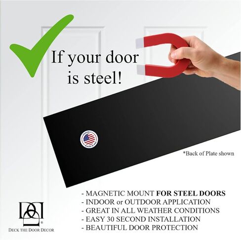Deck the Door Decor | Door Push Plate - Magnetic Mount (for Steel Doors) - Multiple Sizes & Finishes (Satin Nickel, 4 x 16) in Saudi Arabia