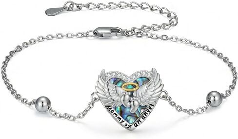 Miscarriage Gift Loss of Pregnancy Bracelet 925 Sterling Silver Mommy of an Angel Heart Link Bracelet Memorial Sympathy Jewelry for Mom Mother Women in Saudi Arabia