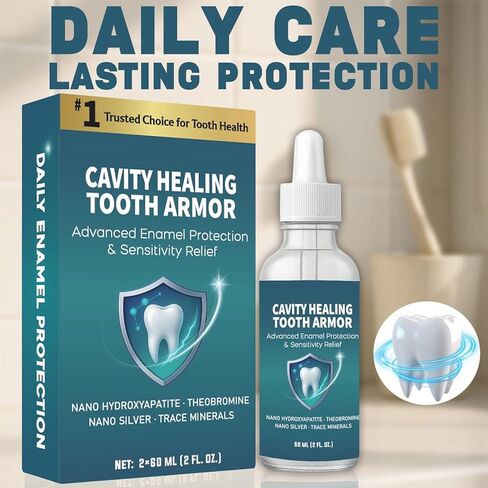 Cavity Healing Tooth Armor Liquid for Enamel Care | Remineralization Drops with Hydroxyapatite | Helps Strengthen Enamel, Improve Tooth Comfort & Support a Brighter Smile | 60 ml× 2 Pack in Saudi Arabia