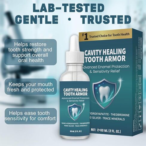Cavity Healing Tooth Armor Liquid for Enamel Care | Remineralization Drops with Hydroxyapatite | Helps Strengthen Enamel, Improve Tooth Comfort & Support a Brighter Smile | 60 ml× 2 Pack in Saudi Arabia