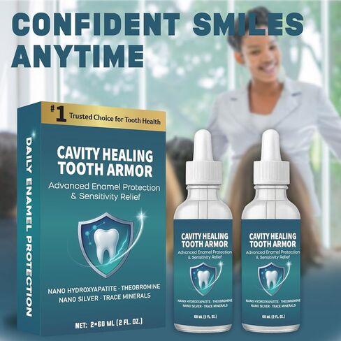 Cavity Healing Tooth Armor Liquid for Enamel Care | Remineralization Drops with Hydroxyapatite | Helps Strengthen Enamel, Improve Tooth Comfort & Support a Brighter Smile | 60 ml× 2 Pack in Saudi Arabia