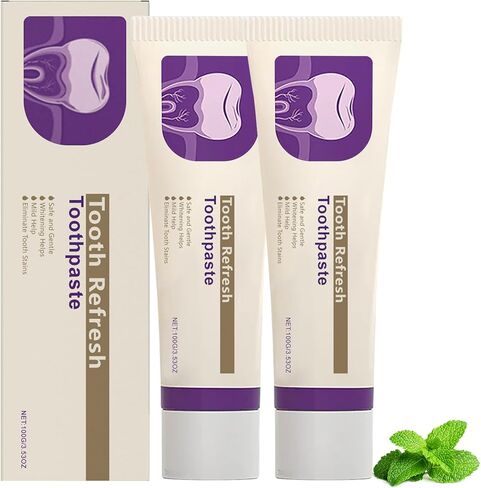 2Pcs Tooth Refresh Toothpaste, Fresh Breath Toothpaste, Natural Oral Care & Enamel Repair, Helps Remove Coffee, Tea & Wine Stain, Deep Cleaning Care in Saudi Arabia