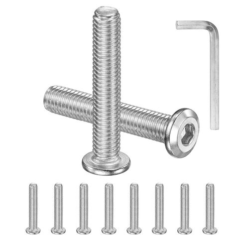M METERXITY 10 عبوات من براغي غطاء الرأس المسطحة، M5x20mm 304 طقم تثبيت محرك سداسي من الفولاذ المقاوم للصدأ مع مفتاح سداسي للآلة/الأثاث/السيارات/البحرية، مسامير سداسية كاملة الخيط in Kuwait