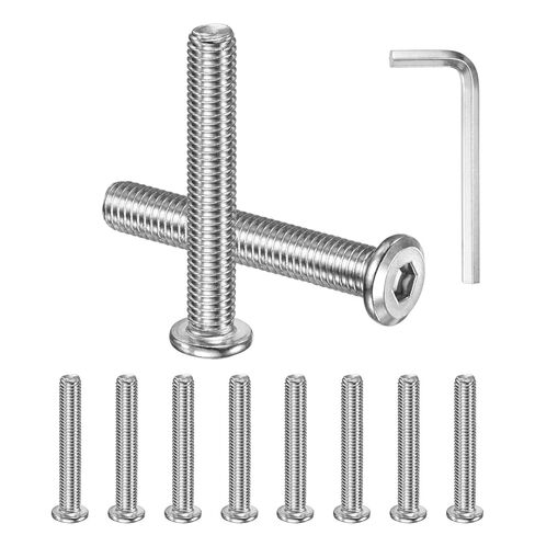 M METERXITY 10 عبوات من براغي غطاء الرأس المسطحة، M5x20mm 304 طقم تثبيت محرك سداسي من الفولاذ المقاوم للصدأ مع مفتاح سداسي للآلة/الأثاث/السيارات/البحرية، مسامير سداسية كاملة الخيط in Kuwait